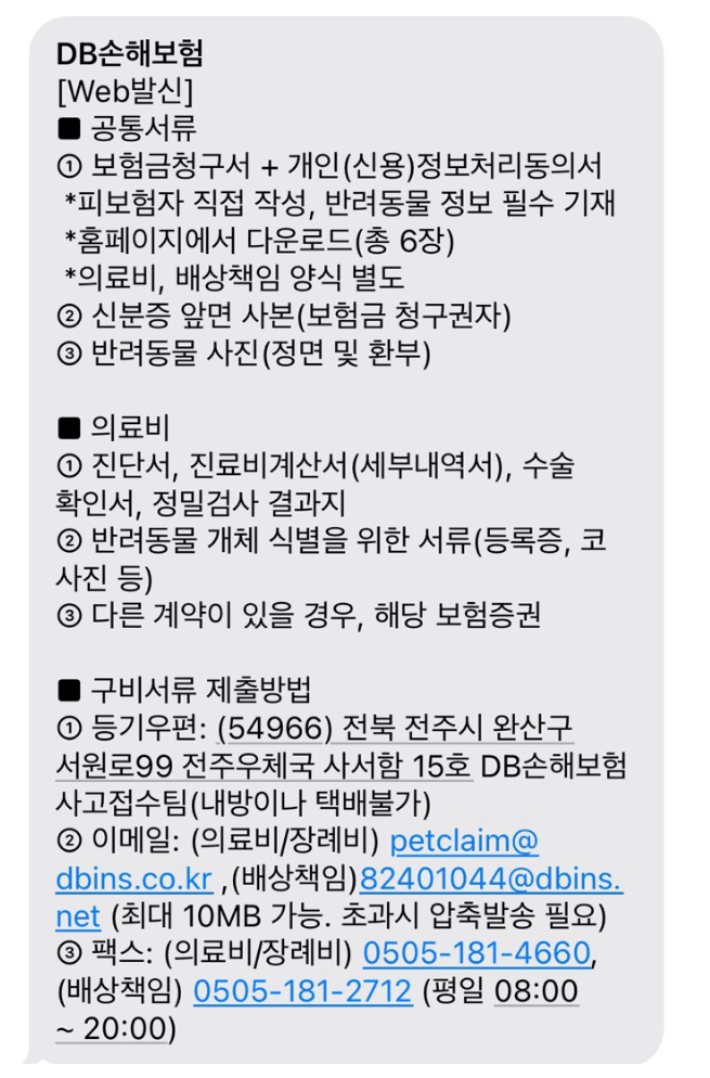 DB펫보험 후기 5가지(청구비용, 청구방법 포함)