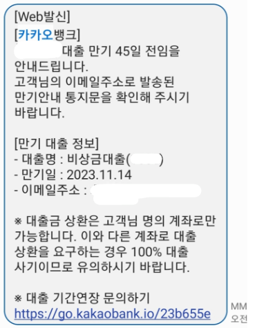 카뱅 비상금 대출 연장 후기