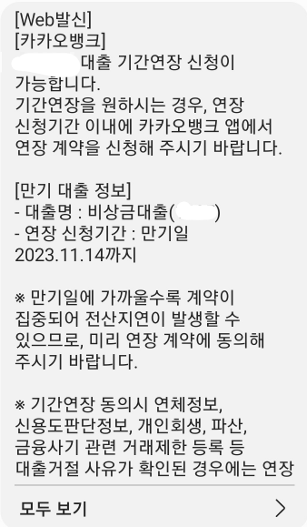 카뱅 비상금 대출 연장 후기