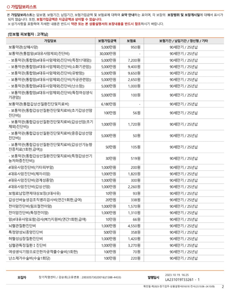 롯데 암보험 후기 4가지(롯데손해보험 88플러스) 보험료 공개