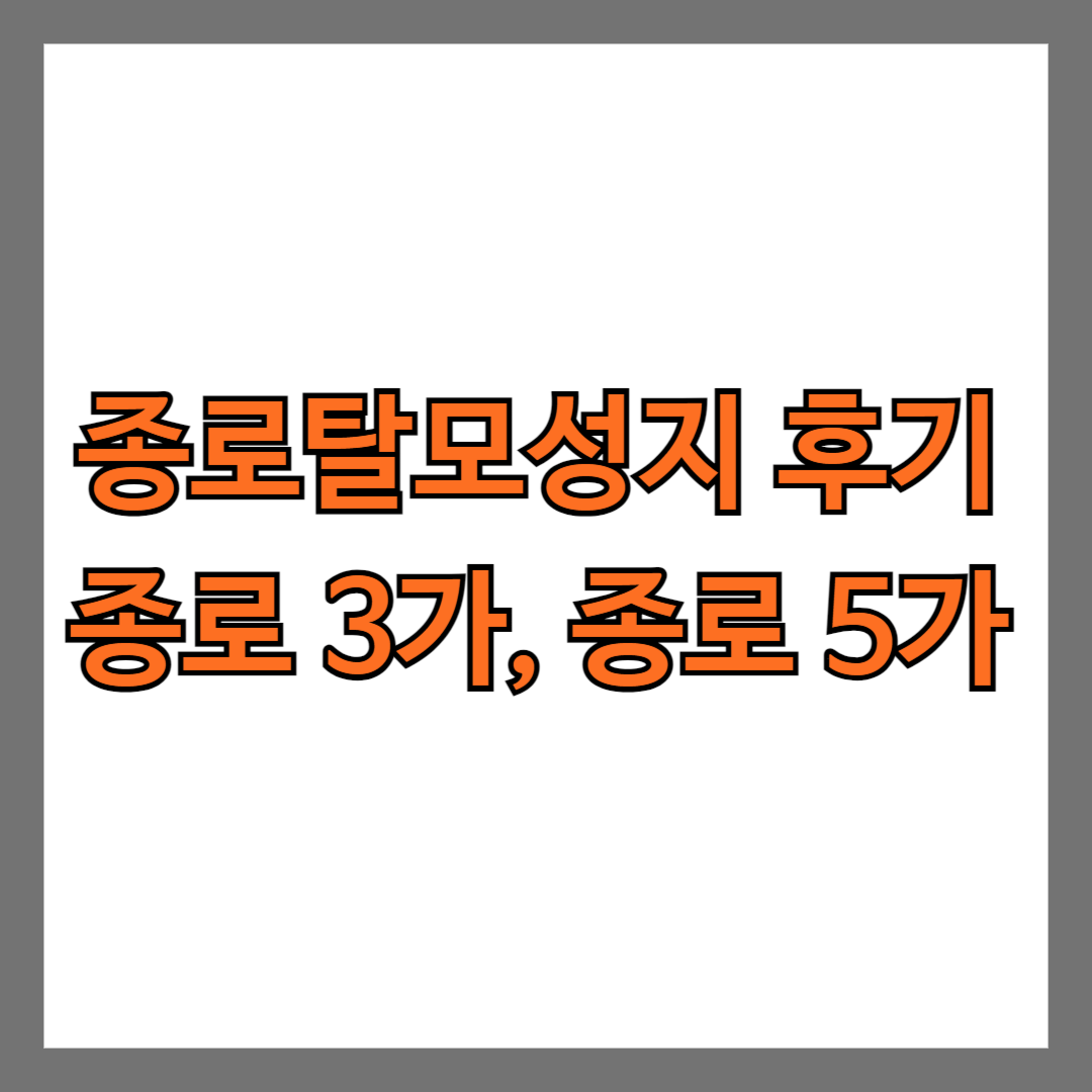 종로탈모성지 후기 종로 3가 종로 5가