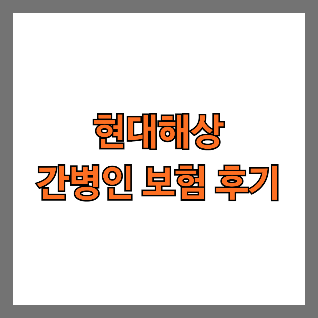 현대해상 간병인 보험 후기