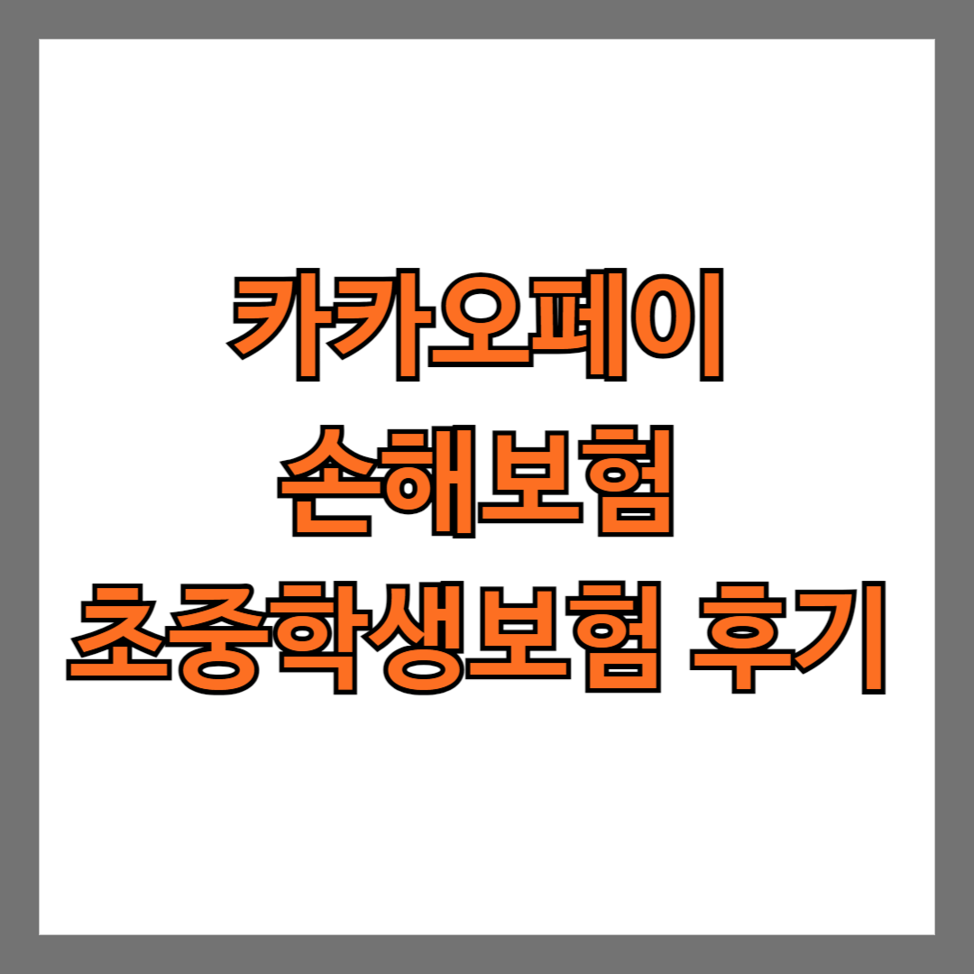 카카오페이 손해보험 초중학생보험 후기