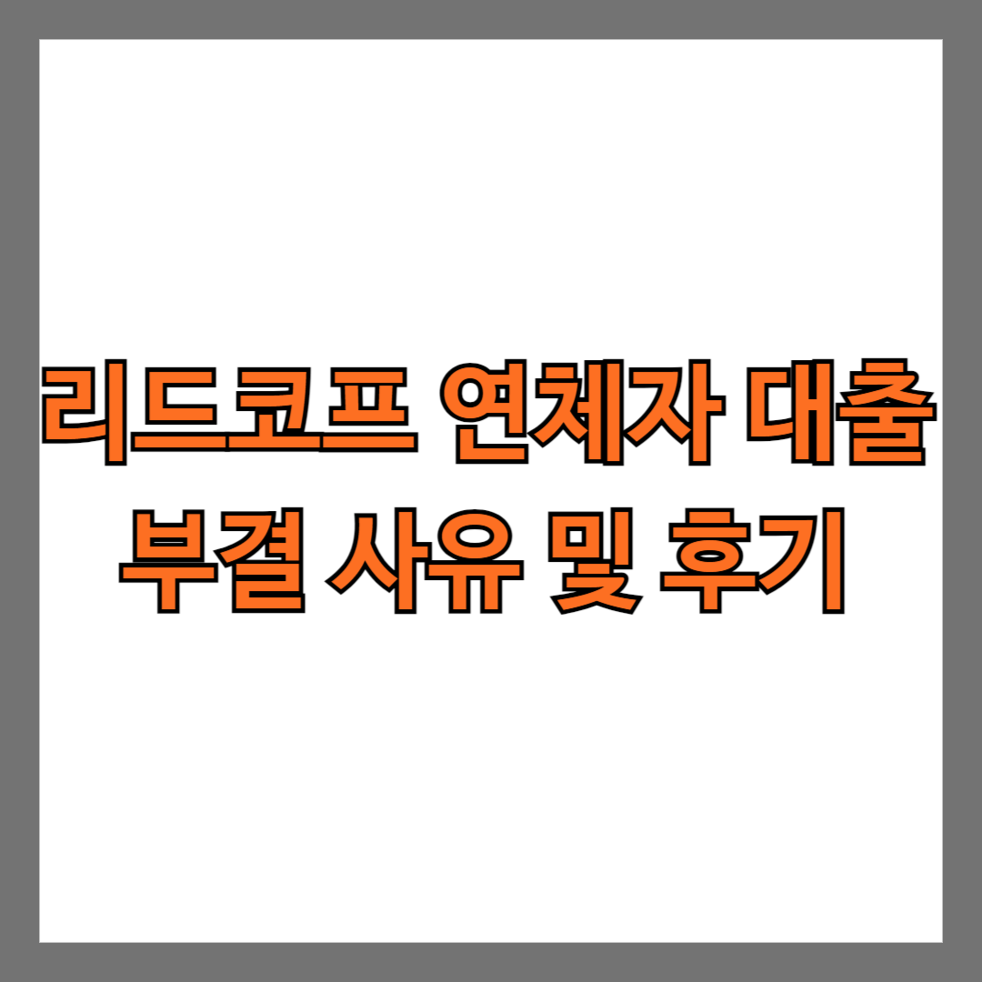 리드코프 연체자 대출 부결 사유 및 후기