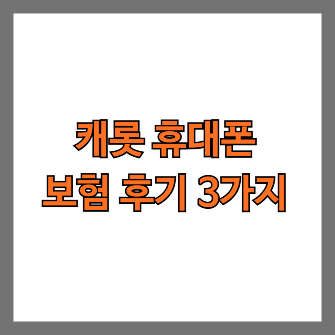 캐롯 휴대폰 보험 후기 3가지