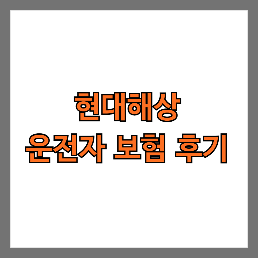 현대해상 운전자 보험 후기