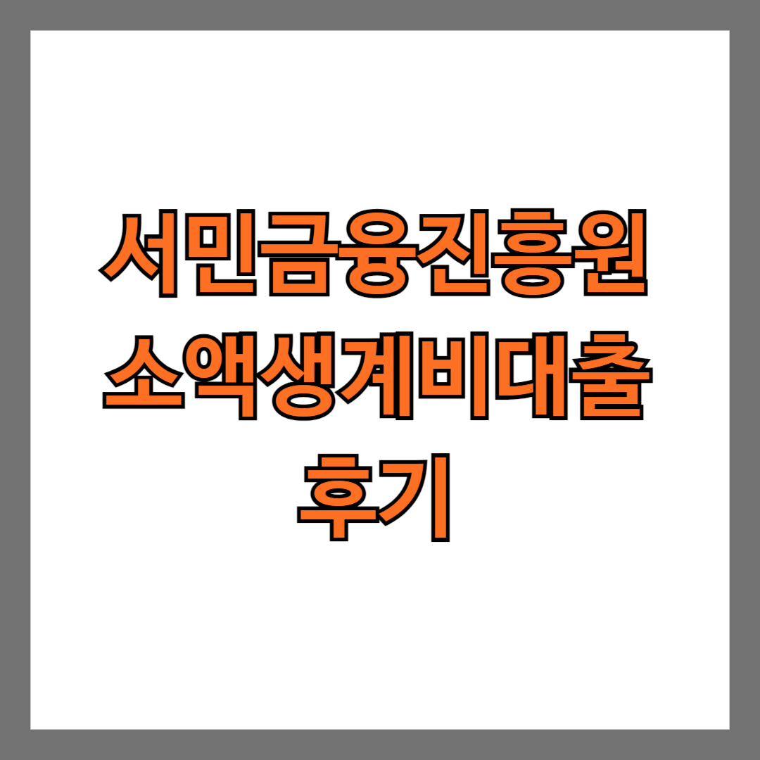 서민금융진흥원 소액생계비대출 후기