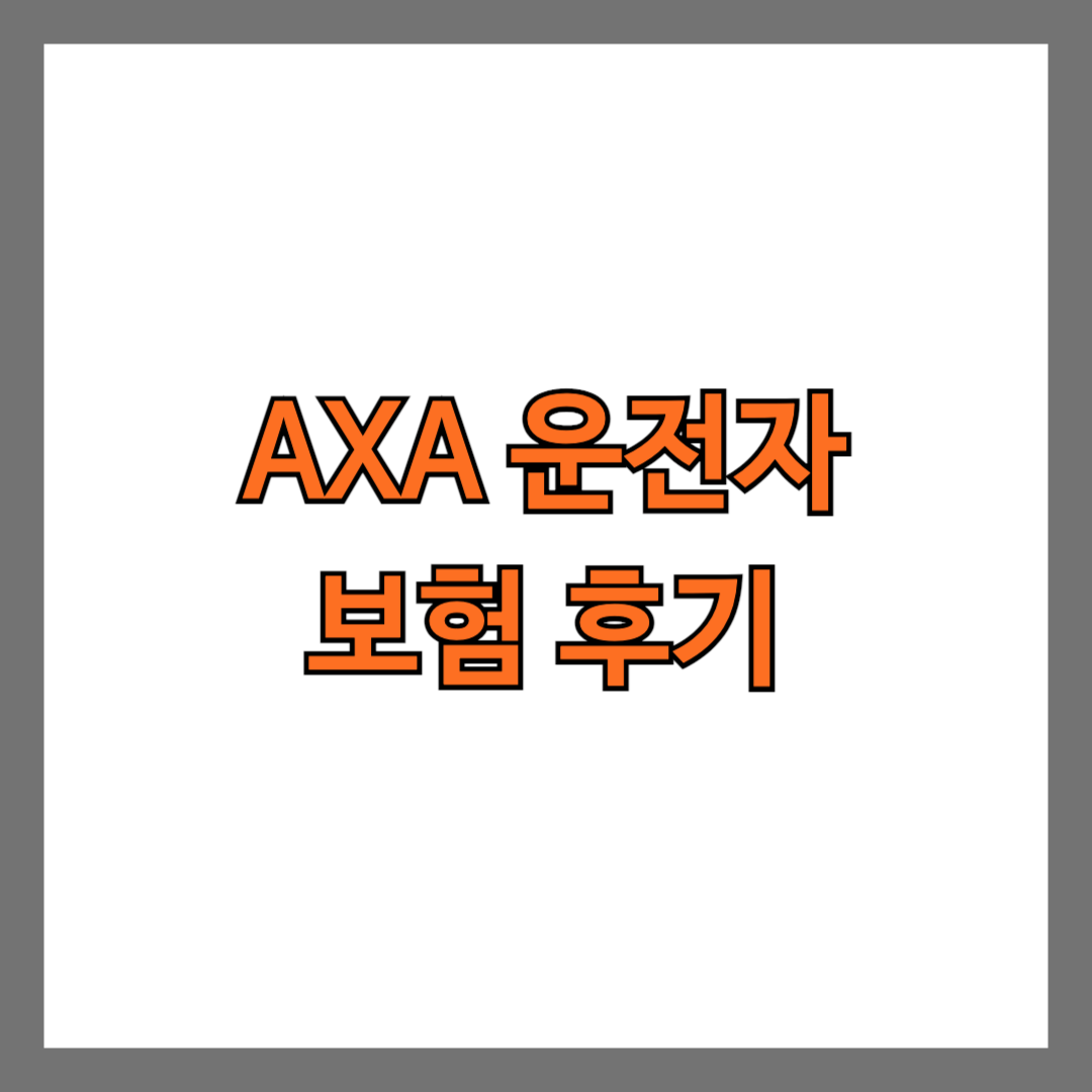 AXA 운전자 보험 후기