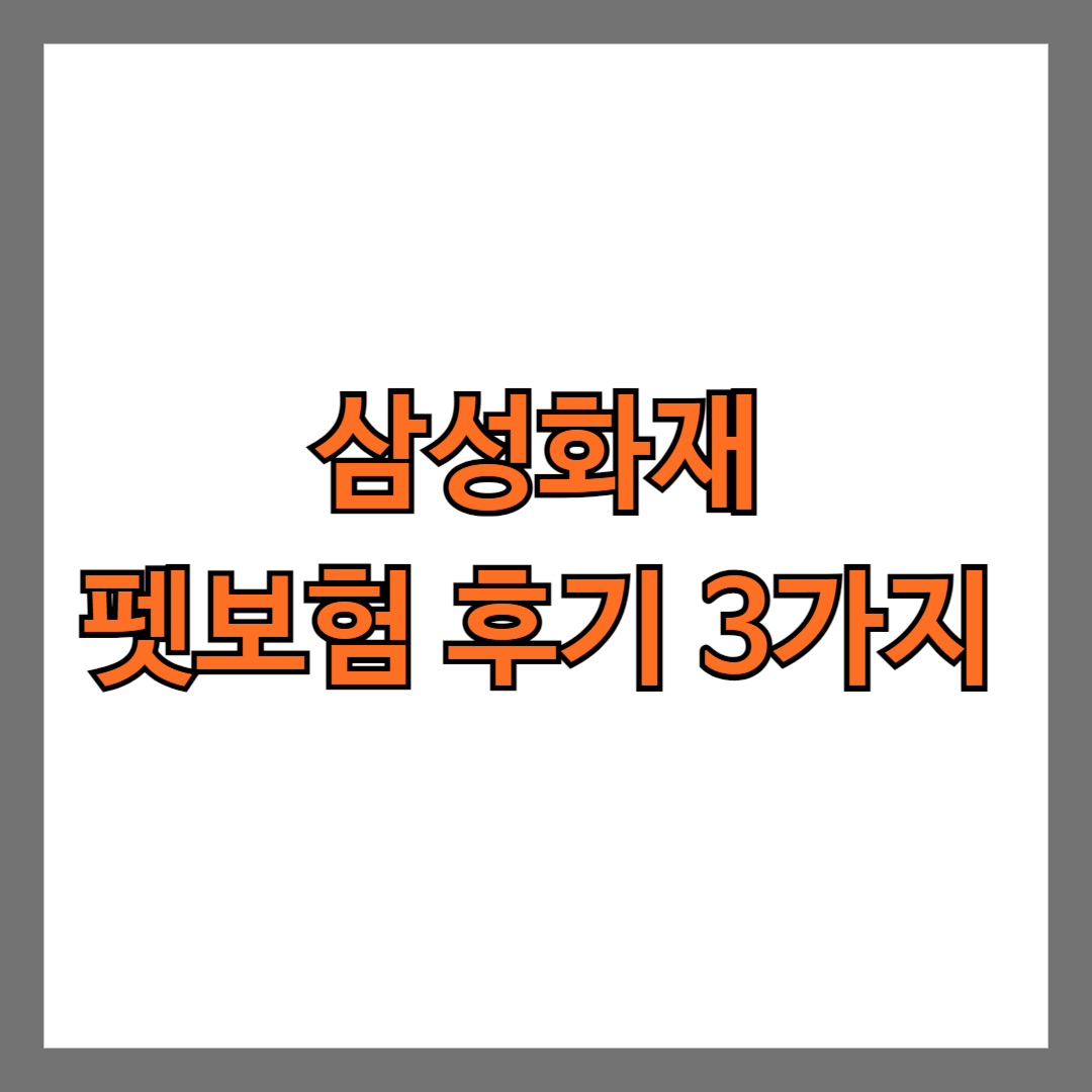 삼성화재 펫보험 후기 3가지