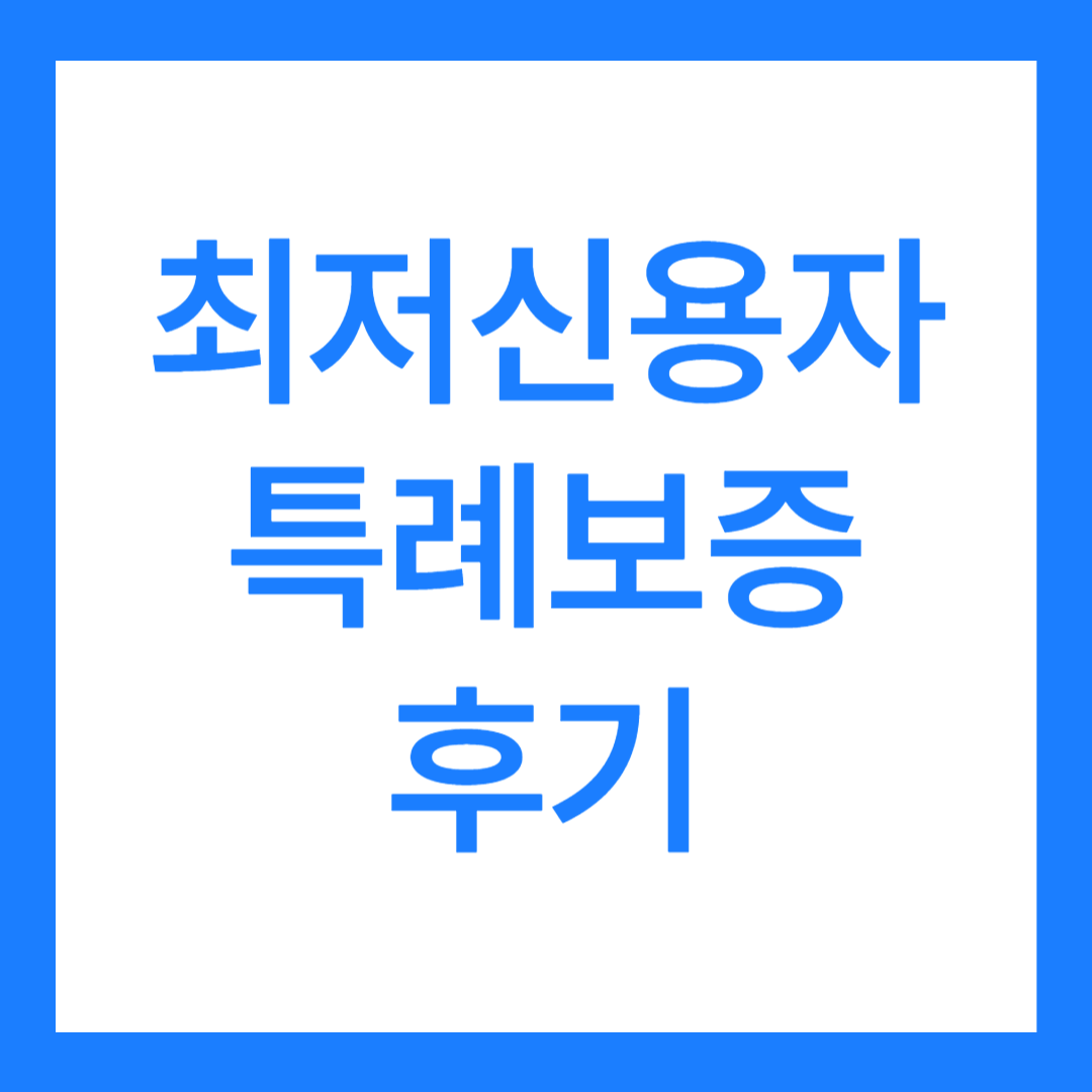 최저신용자 특례보증 후기(최대 한도 1000만원)