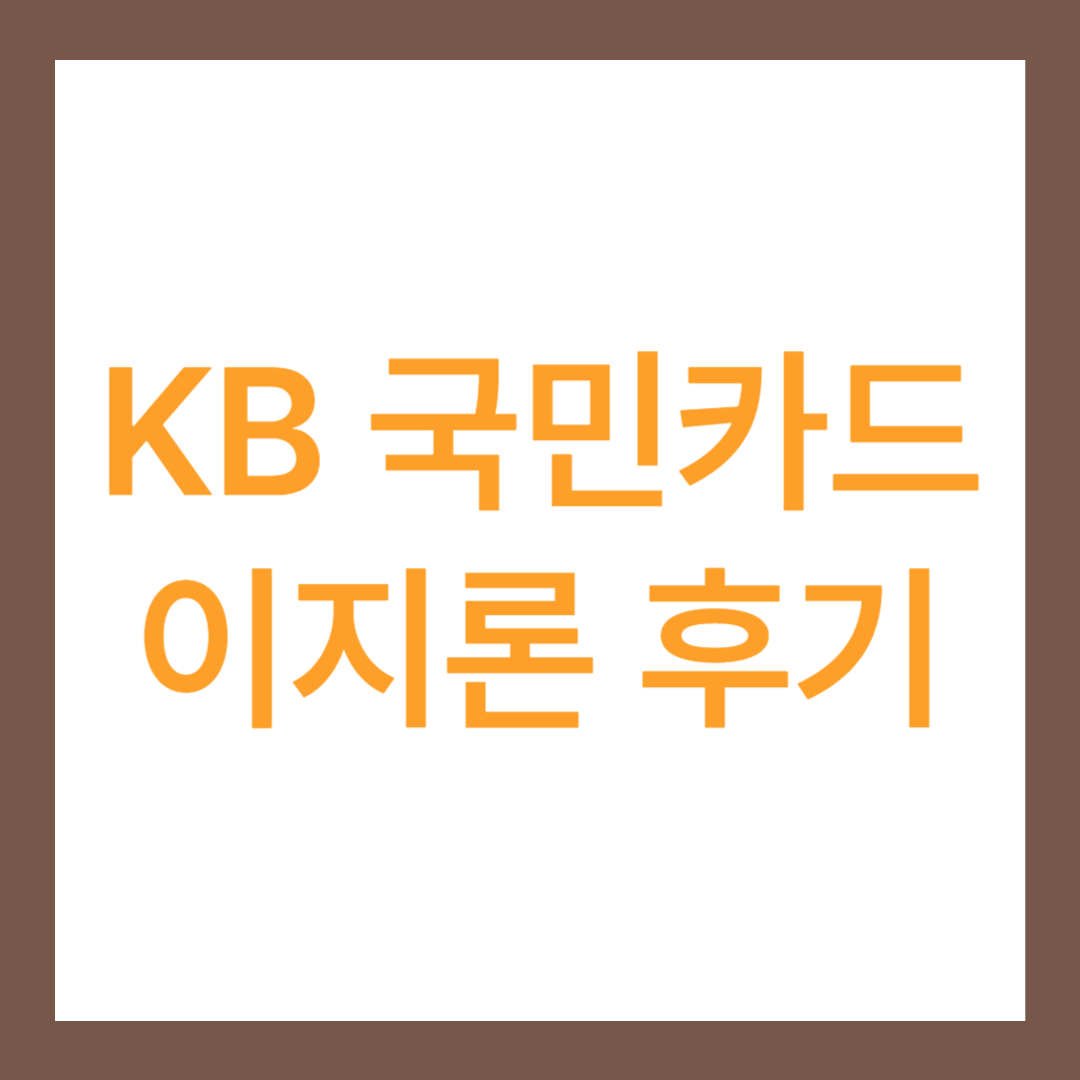 KB 국민카드 이지론 후기(한도 3000만원)