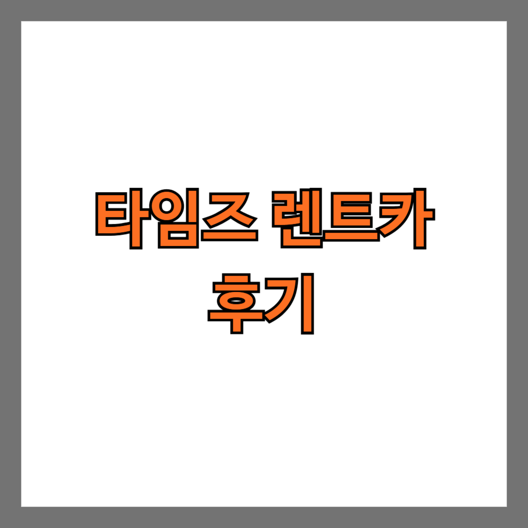 타임즈 렌트카 후기