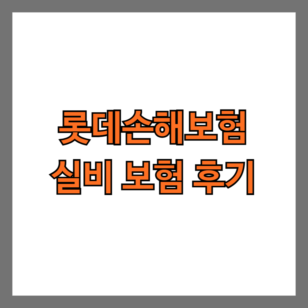 롯데손해보험 실비 보험 후기